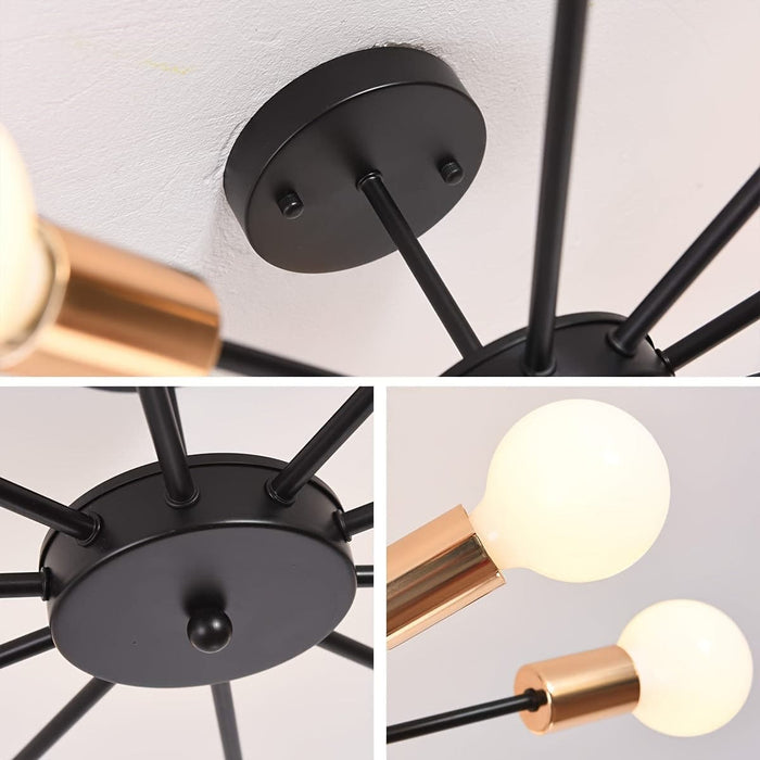 10-Light Sputnik Pendant Light Semi Flush Mount Ceiling Light , Modern Black Sputnik Pendant Light for Kitchen Living Room Dining Room-ErisView