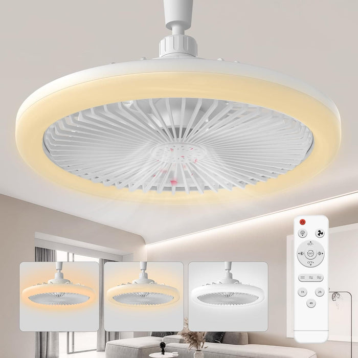 10 in. Socket Ceiling Fan with Light and Remote, Enclosed Ceiling Fan, Mini Ceiling Fan for Bathroom Bedroom Living Room Kitchen, Garage Ceiling Fan -1-ErisView