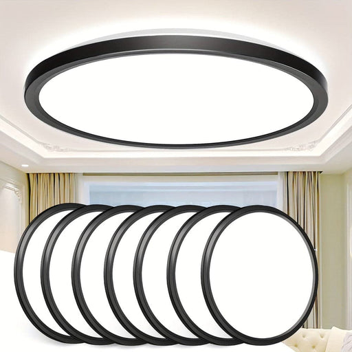 12 in. Round LED Flush Mount Light, Black Thin LED Ceiling Light for Bedroom Kitchen Dining Room-ErisView