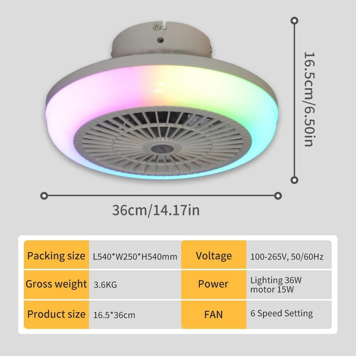 14 in. Smart Closed Ceiling Fan with Lights, RGB Ceiling Fan for Bedroom Living Rooms Children's Rooms-6-ErisView