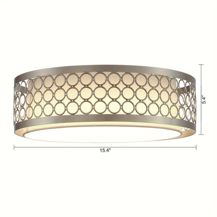 15 in. Modern Round LED Flush Mount Light with Silver Cage-ErisView