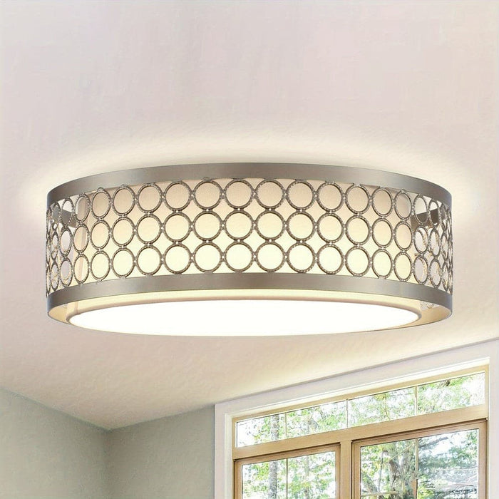 15 in. Modern Round LED Flush Mount Light with Silver Cage-ErisView