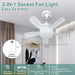 15.7 in. Dimmable Socket Fan Light with Remote, Screw In Ceiling Fan for Kitchen Laundry Room Basement-2-ErisView