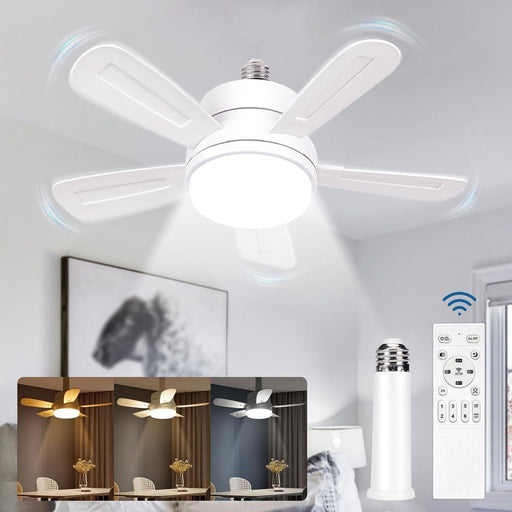 15.7 in. Small Ceiling Fan with Lights and Remote, Socket Fan Light, Dimmable Quiet Ceiling Fans for Bedroom Dining Room Kitchen and Small Rooms-1-ErisView