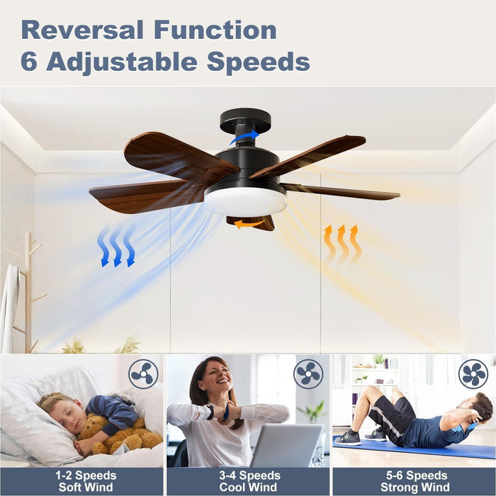 17 in. Socket Fan Light, Small Ceiling Fan with Lights and Remote, Dimmable Reverse Screw In Ceiling Fan with Light for Bedroom Kitchen Living Room-5-ErisView