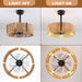 18 in. Caged Ceiling Fan with Light and Remote, Rattan Reversible Ceiling Fan Winter Summer, Chandelier Ceiling Fan for Bedroom Living Room Kitchen-3-ErisView