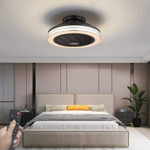 18 in. Low Profile Ceiling Fan with Music and Speaker, Bladeless Ceiling Fan with Light and Remote, Modern Flush Mount LED RGB Light for Bedroom Kids Room-7-ErisView