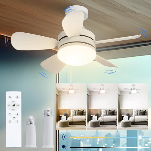 18 in. Socket Fan Light, Dimmable LED Small Ceiling Fan with Light, White Ceiling Fan for Kitchen Bedroom Basement, Garage Ceiling Fan -1-ErisView