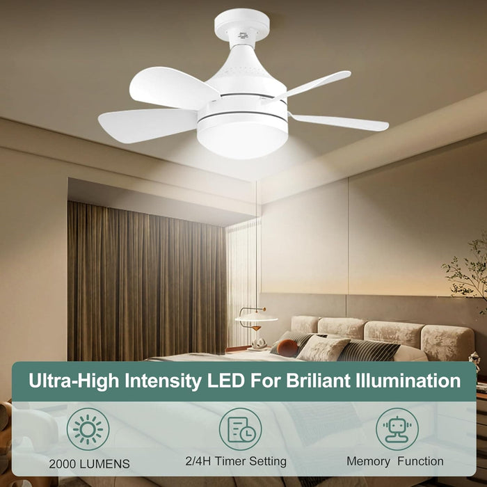 18 in. Socket Fan Light with Remote, Screw In Bedroom Ceiling Fans with Lights, Small Dimmable Bedroom Living Room Kitchen Ceiling Fan with Light-4-ErisView