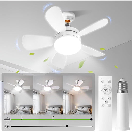 18 in. Stepless Dimming Ceiling Fan, Socket Ceiling Fan Light with Remote for Bedroom Kitchen Living Room-1-ErisView