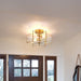 2-Light Hexagon Star Semi Flush Mount Light, Gold Embedded Ceiling Light-ErisView