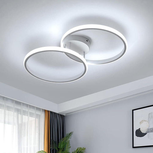 2-Ring Modern LED Flush Mount Ceiling Light Fixture, White Modern Dinning Ceiling Light for Living Room Kitchen Hallway Bedroom-ErisView