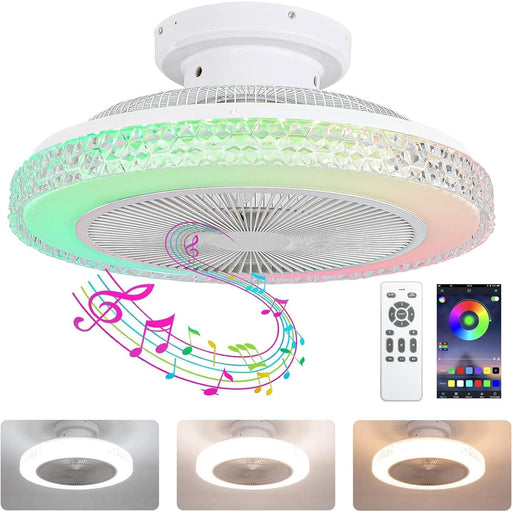 20 in. APP Amd Remote Control Fan, Enclosed Low Profile Ceiling Fan and Light, RGB Ceiling Fans with Bluetooth Speaker for Bedroom Living Room Dining Room-1-ErisView