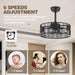 20 in. Black Caged Ceiling Fan with Light Remote Control, Bladeless Industrial Ceiling, Farmhouse Fan Light Fixtures for Kitchen Living Room Bedroom -6-ErisView