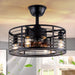 20 in. Black Caged Ceiling Fan with Light Remote, Lightweight Ceiling Fan, Bladeless Industrial Farmhouse Ceiling Fan with Light for Bedroom Porch Patio-2-ErisView