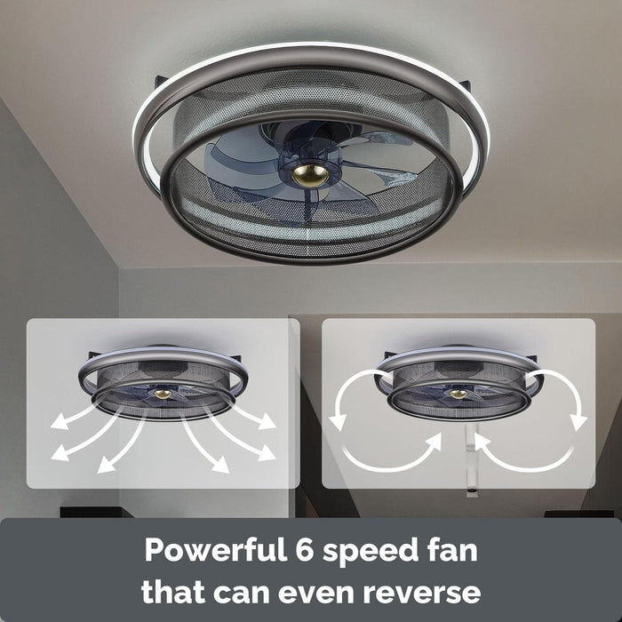 20 in. Black Ceiling Fan with Lights, Low Profile Ceiling Fan with Remote APP Control, Flush Mount Ceiling Fan Lights, Bedroom Ceiling Fans-3-ErisView