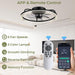 20 in. Bladeless Fandelier Flush Mount and Light for Bedroom Living Room, Black Ceiling Fan with Light, Low Ceiling Fan with Remote APP Control-2-ErisView