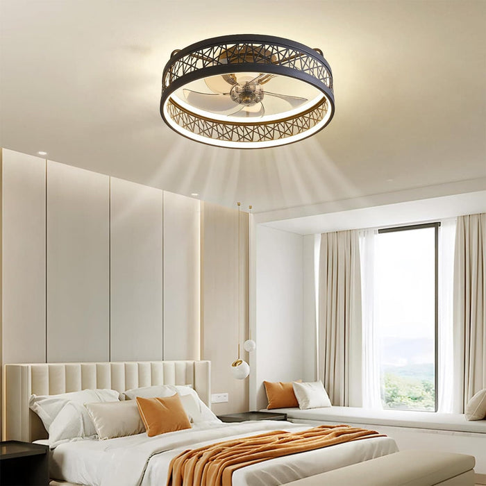 20 in. Bladeless Flush Mount Bedroom Ceiling Fans with Lights, Caged Low Profile Ceiling Fan with Lights and Remote-8-ErisView