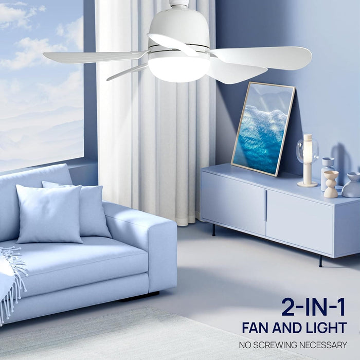 20 in. Ceiling Fans with Lights and Remote, White Socket Fan Light, Quiet Light Socket Fan for Kitchen Bedroom, Garage Ceiling Fan -9-ErisView