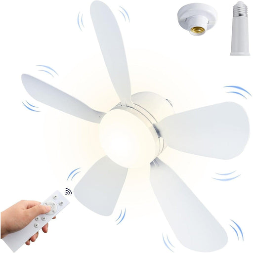 20 in. Ceiling Fans with Lights and Remote, White Socket Fan Light, Quiet Light Socket Fan for Kitchen Bedroom, Garage Ceiling Fan -1-ErisView