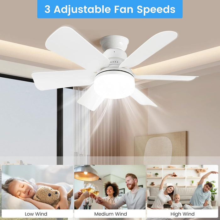 20 in. Compact Ceiling Fan, Screw In Ceiling Fan, Socket Fan Light with Remote-5-ErisView