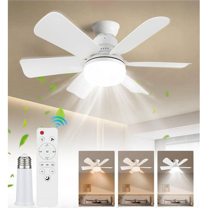 20 in. Compact Ceiling Fan, Screw In Ceiling Fan, Socket Fan Light with Remote-1-ErisView