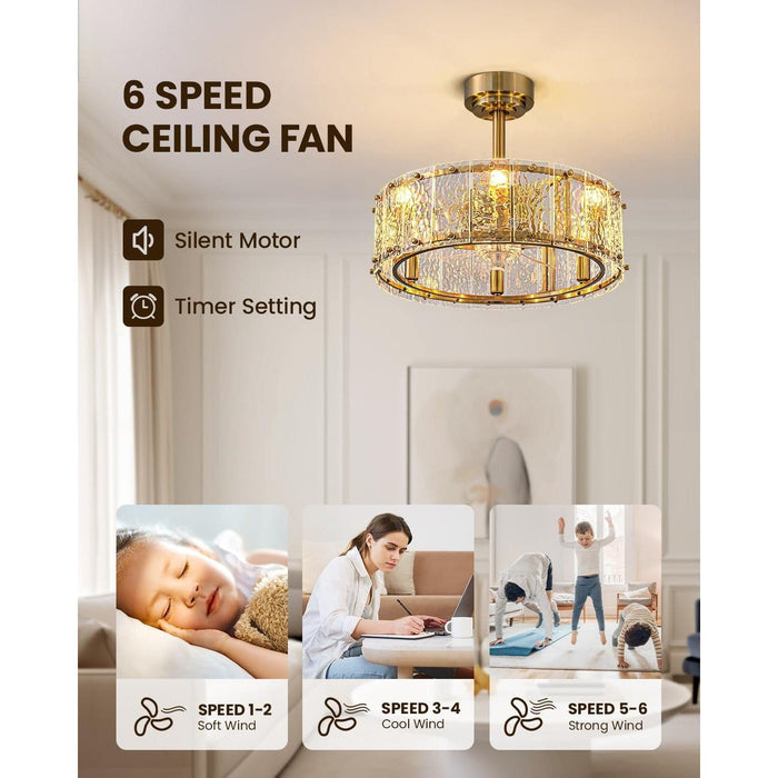 20 in. Gold Chandelier Ceiling Fan with Lights and Remote, Crystal Fandelier for Bedroom Kitchen Island Dining Room-3-ErisView