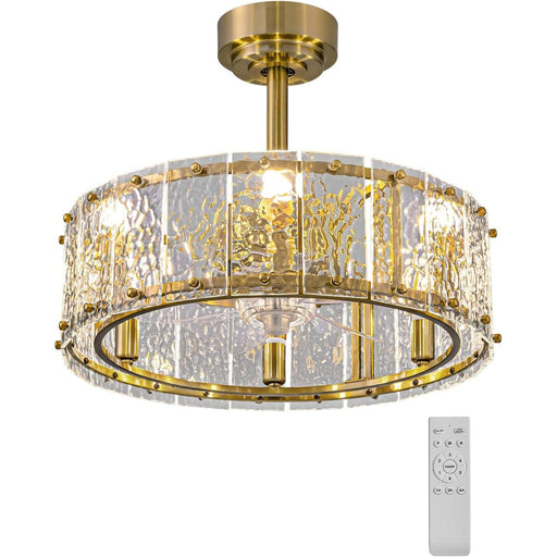 20 in. Gold Chandelier Ceiling Fan with Lights and Remote, Crystal Fandelier for Bedroom Kitchen Island Dining Room-8-ErisView