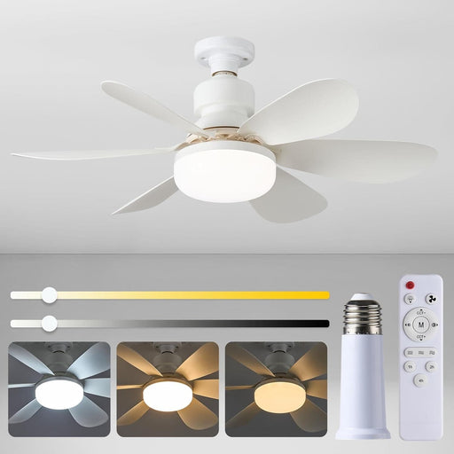 20 in. Light Socket Fan with Lights and Remote, Dimmable LED Cordless Light Socket Fan for Kitchen Bedroom Garage Small Room-1-ErisView