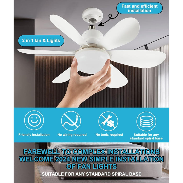 20 in. Light Socket Fan with Remote, Screw In Socket Fan Light, LED Ceiling Fan for Kids Room, Kitchen Ceiling Fans, Corner Ceiling Fan-6-ErisView