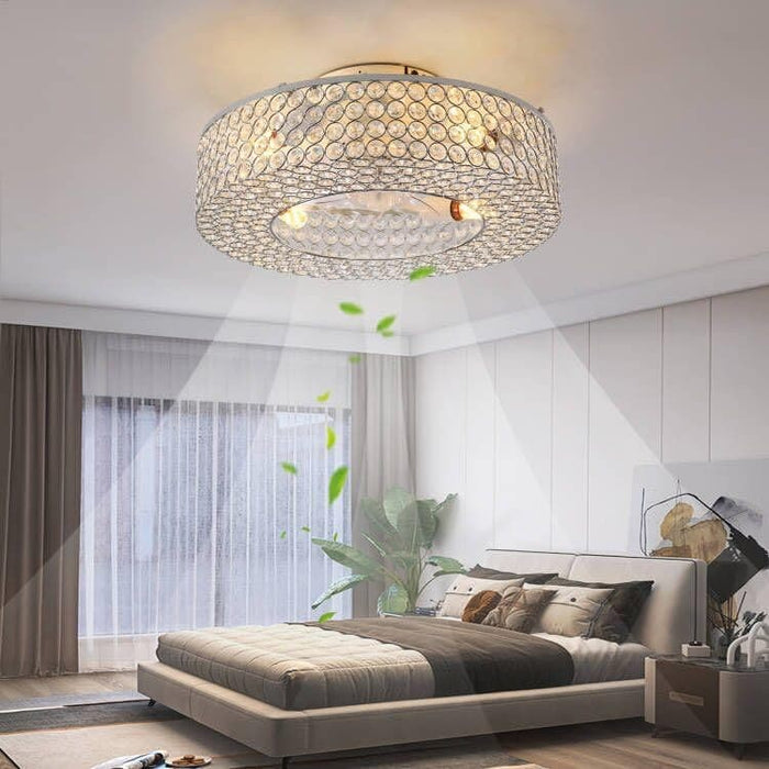 20 in. Modern Luxury Ceiling Fans with Lights, Crystal Enclosed Caged Ceiling Fandelier, Living Room Fan-8-ErisView