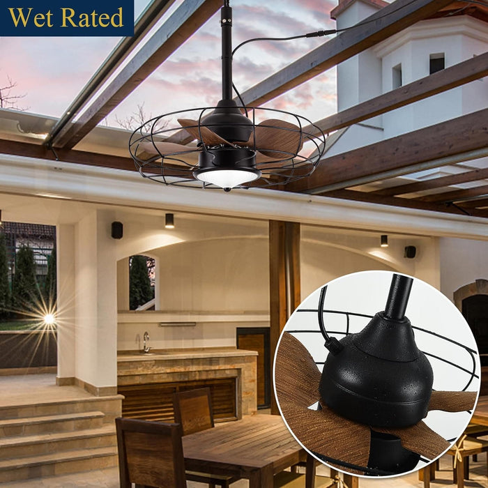 20 in. Outdoor Patio Fans with Remote Control, Hanging Wet Rated Outdoor Ceiling Fans, Outdoor Fans for Pergolas, Gazebo Fan with Light-7-ErisView