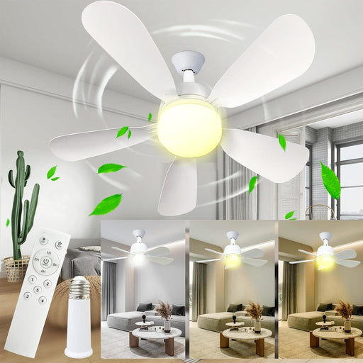 20 in. Quiet Ceiling Fans for Kitchen Bedroom Living Room Fan and Small Rooms, Socket Remote Control Ceiling Fan and Light-1-ErisView