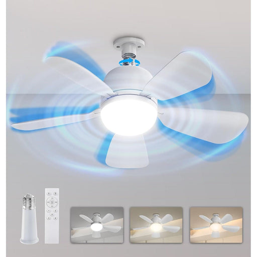 20 in. Remote Control Ceiling Fan and Light for Bedroom Home Office Dining Room, White Socket Fan Light, Garage Ceiling Fan -1-ErisView