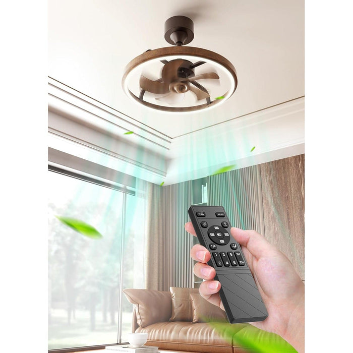 20 in. Rotating Ceiling Fan, Retro Ceiling Fan with Lights and Remote, Low Ceiling Fan for Bedroom Living Room Kitchen -7-ErisView