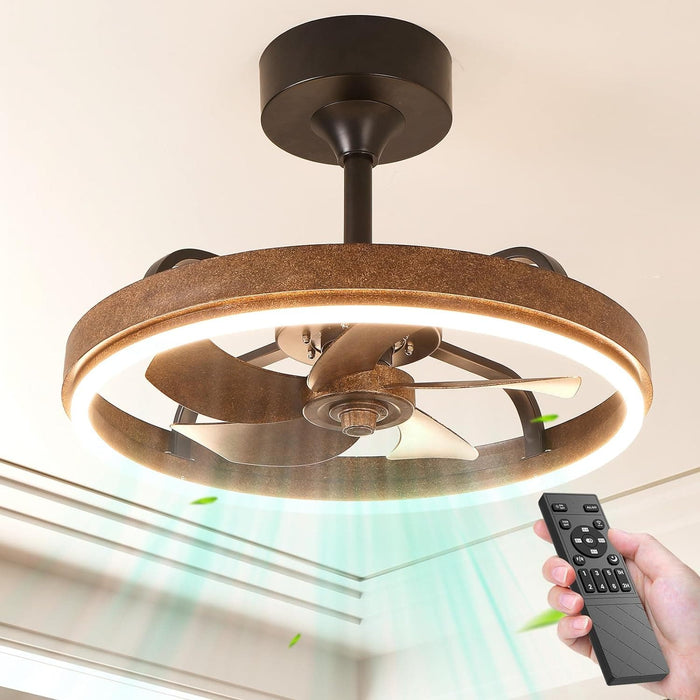 20 in. Rotating Ceiling Fan, Retro Ceiling Fan with Lights and Remote, Low Ceiling Fan for Bedroom Living Room Kitchen -8-ErisView