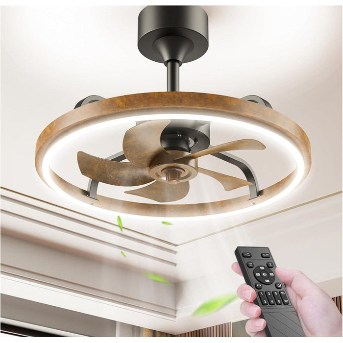 20 in. Rotating Ceiling Fan, Retro Ceiling Fan with Lights and Remote, Low Ceiling Fan for Bedroom Living Room Kitchen -1-ErisView