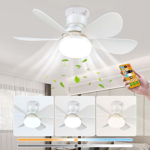 20 in. Screwin Small Cordless Ceiling Fan with Light for Bedroom Kitchen Workshop, Socket Fan Light with Remote-1-ErisView