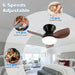 20 in. Small Flush Mount Ceiling Fans with Light, Ceiling Fan on Low Ceiling with Light and Remote, Dimmable Reversible Wood Ceiling Fan-7-ErisView