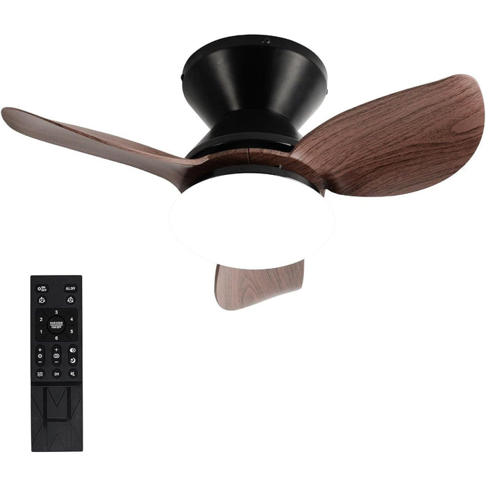 20 in. Small Flush Mount Ceiling Fans with Light, Ceiling Fan on Low Ceiling with Light and Remote, Dimmable Reversible Wood Ceiling Fan-1-ErisView