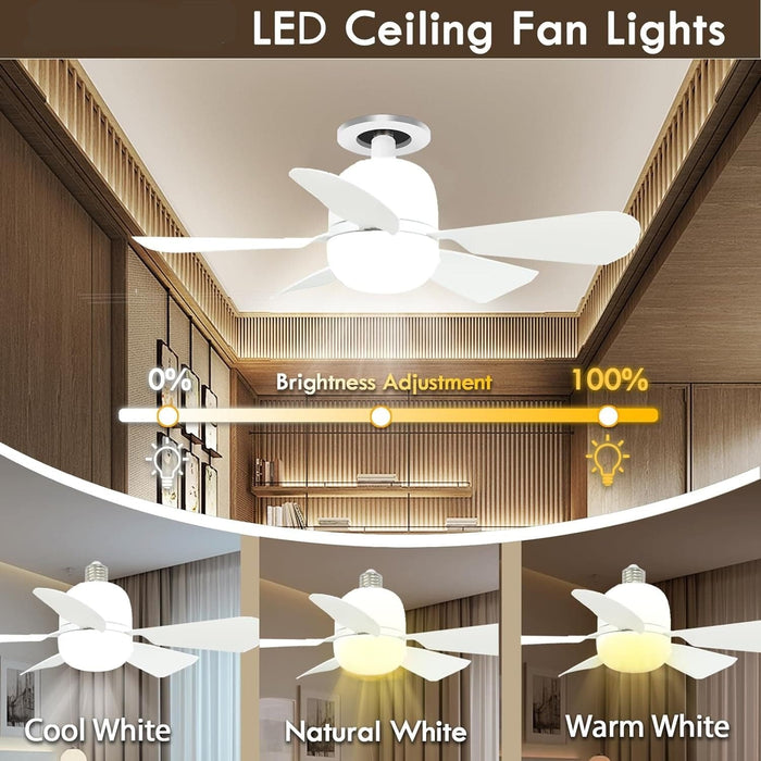 20 in. Small Light Socket Fan Ceiling Fan with Lights and Remote, 5 Blades White Socket Ceiling Fan for Bedroom Kitchen Living Room Dining Room-2-ErisView