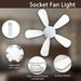 20 in. Small Light Socket Fan Ceiling Fan with Lights and Remote, 5 Blades White Socket Ceiling Fan for Bedroom Kitchen Living Room Dining Room-5-ErisView