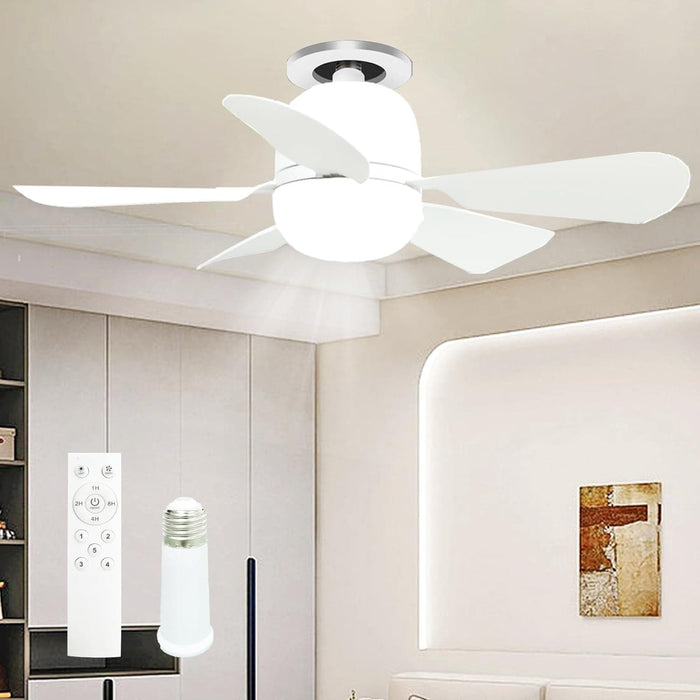 20 in. Small Light Socket Fan Ceiling Fan with Lights and Remote, 5 Blades White Socket Ceiling Fan for Bedroom Kitchen Living Room Dining Room-1-ErisView