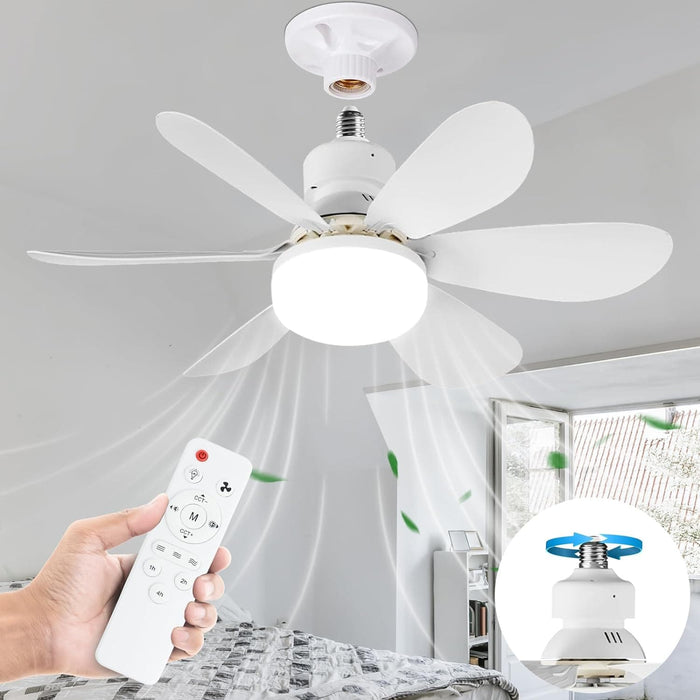 20 in. Small Socket Fan Light with Remote, Mini Ceiling Fan Light, Bedroom Ceiling Fans, Kitchen Ceiling Fans -1-ErisView