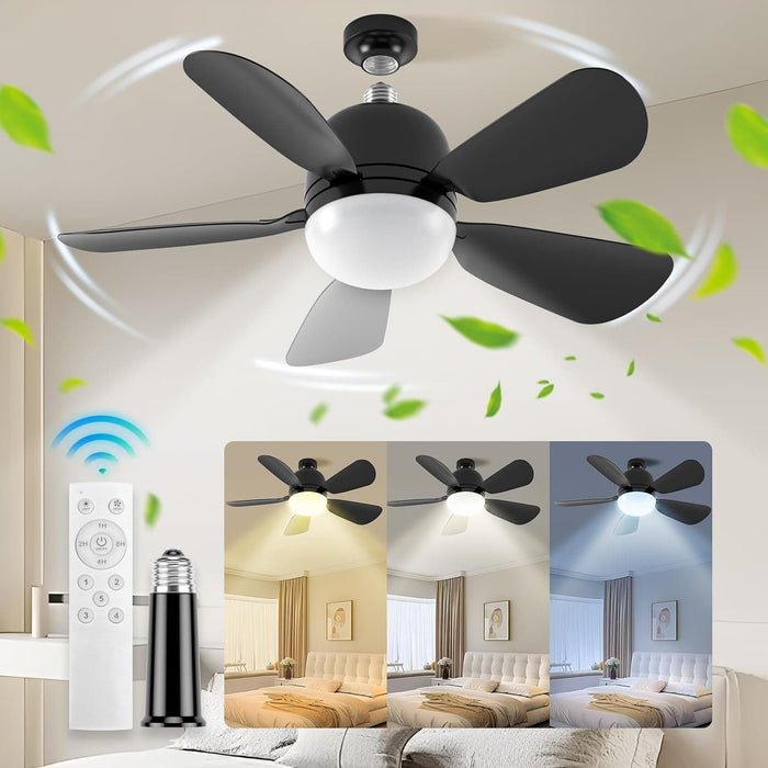 20 in. Socket Fan Light with Remote, Bedroom Ceiling Fans with Lights Screw In Ceiling Fan for Bedroom Kitchen Living Room-8-ErisView