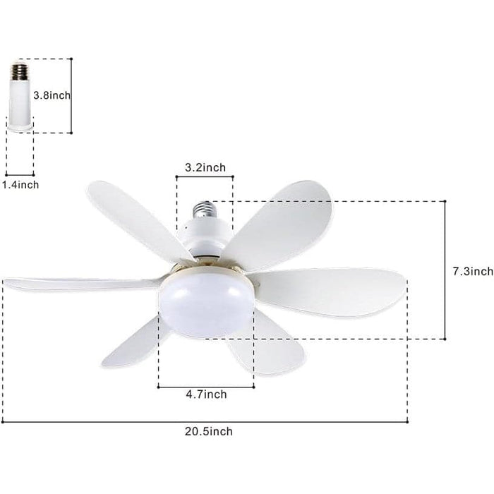 20 in. Socket Remote Control Ceiling Fan and Light, LED Mini Ceiling Fan for Bedroom Living Room Kitchen Balcony -4-ErisView