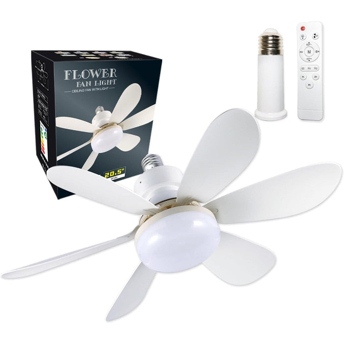 20 in. Socket Remote Control Ceiling Fan and Light, LED Mini Ceiling Fan for Bedroom Living Room Kitchen Balcony -1-ErisView