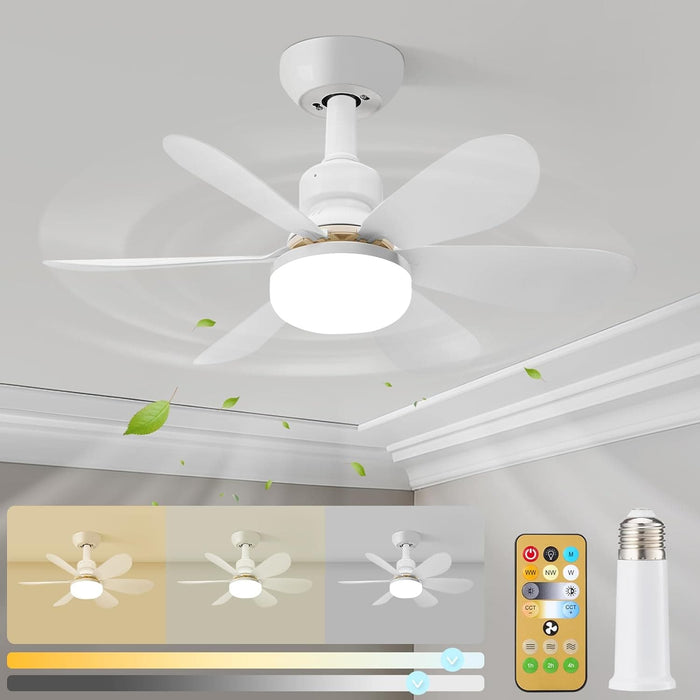 20 in. Socket Remote Control Ceiling Fan and Light, Small Light Socket Fan, Dimmable Mini Ceiling Fan for Bedroom Kitchen Living Room-1-ErisView