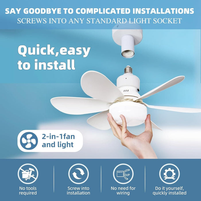 20.5 in. Bedroom Ceiling Fans with Lights, Mini Socket Ceiling Fan with Light, Small Ceiling Fan with Remote for Garage, White Kitchen Ceiling Fans-2-ErisView