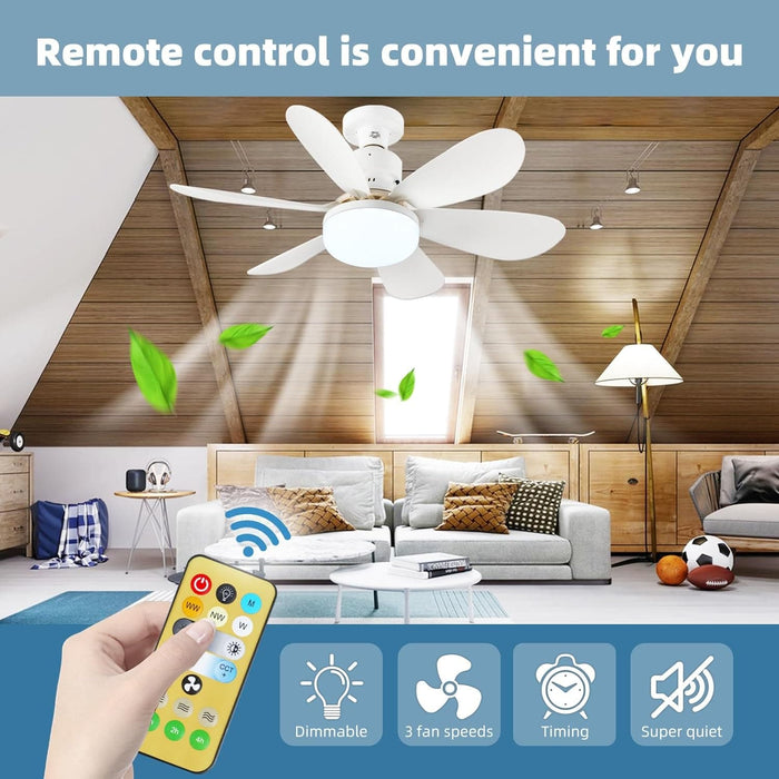 20.5 in. Bedroom Ceiling Fans with Lights, Mini Socket Ceiling Fan with Light, Small Ceiling Fan with Remote for Garage, White Kitchen Ceiling Fans-4-ErisView